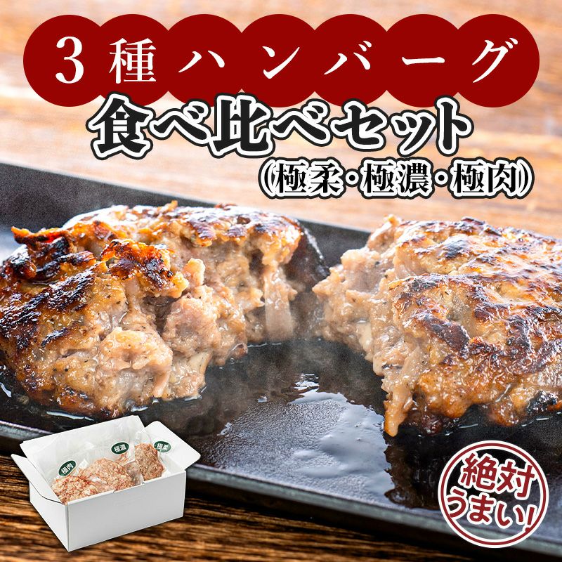 ３種ハンバーグ詰め合わせ・食べ比べセット（極柔・極濃・極肉